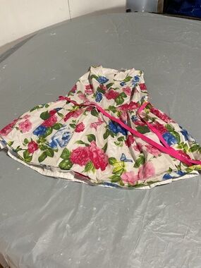 Carter's White Floral Skirt with Pink Ribbon and Blue Roses 1019